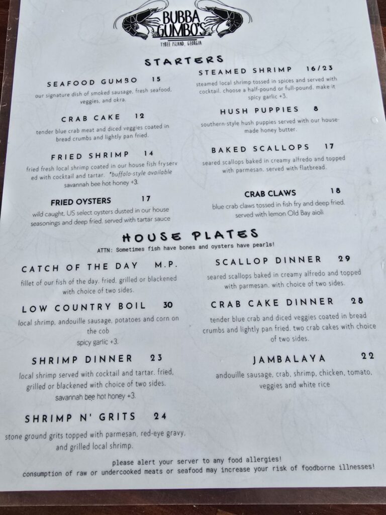 Bubba Gumbo’s Menu 4