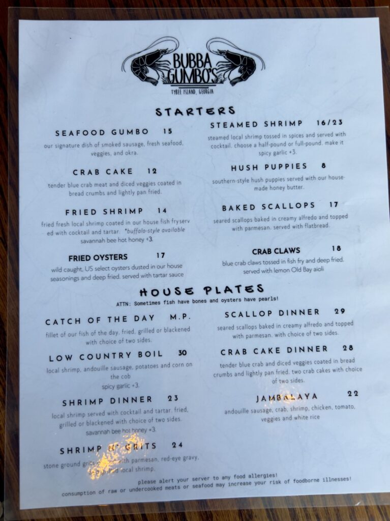 Bubba Gumbo’s Menu 7