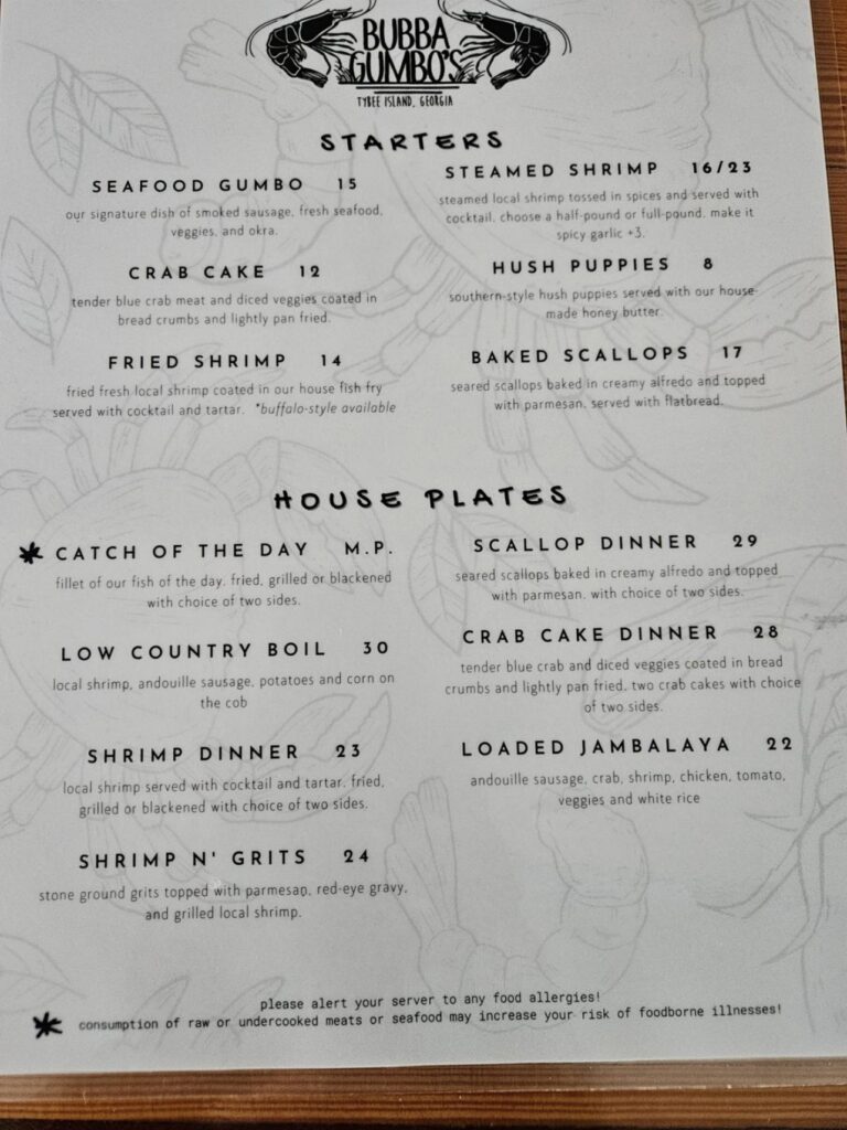 Bubba Gumbo’s Menu 8
